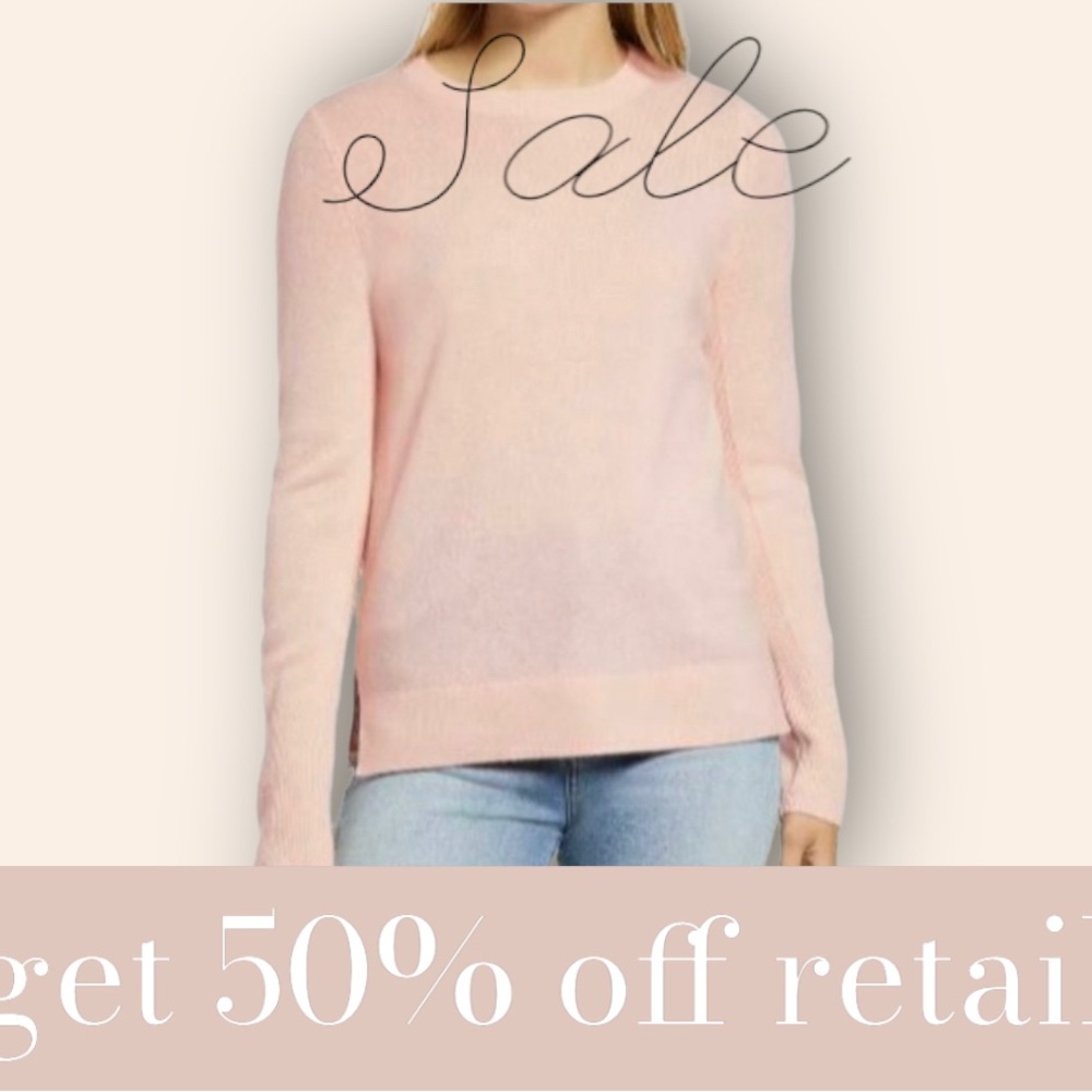 NWT Halogen Pink Chintz crewneck cashmere sweater Sz S